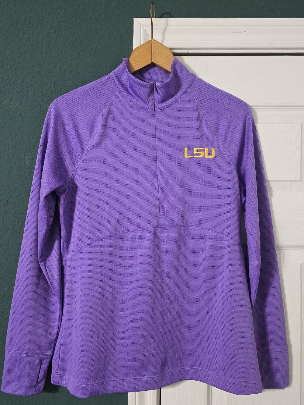 Cutter & Buck Womens Purple Half Zip Pullover Sweater LSU Purple CB DryTec M